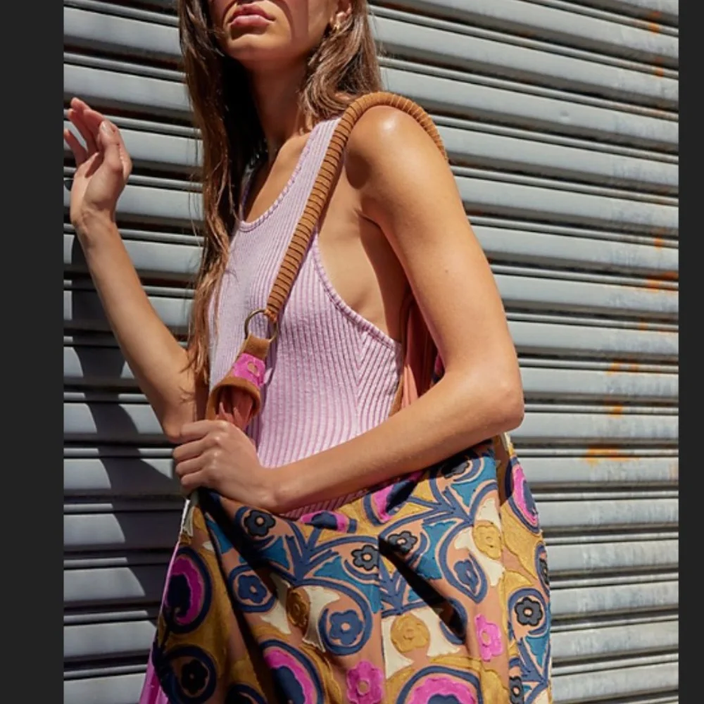 Free People Hypnotized Boho Slouchy Hobo Tote- Jewel Tone EUC - Picture 2 of 13